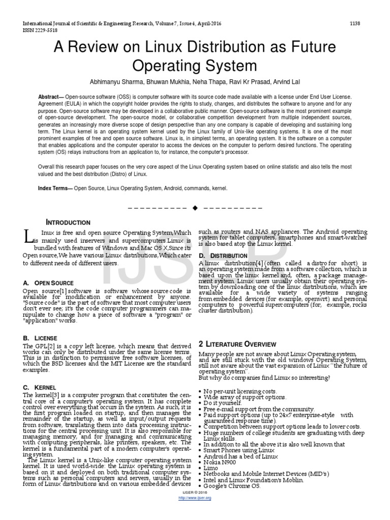 Ijser: A Review On Linux Distribution As Future Operating System | PDF ...