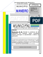 Gaceta #770 Decretar La Existencia de La Ordenanza de Impuesto Sobre Inmuebles Urbanos