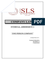 Company Law I: Internal Assessment 1