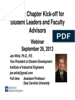Student Chapter Kick-Off For Student Leaders and Faculty Advisors Advisors