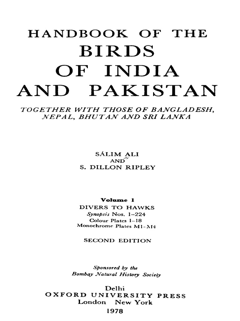 1978 Handbook of Birds of India and Pakistan Vol 1 by Ali and Ripley S PDF PDF Ornithology Eagle