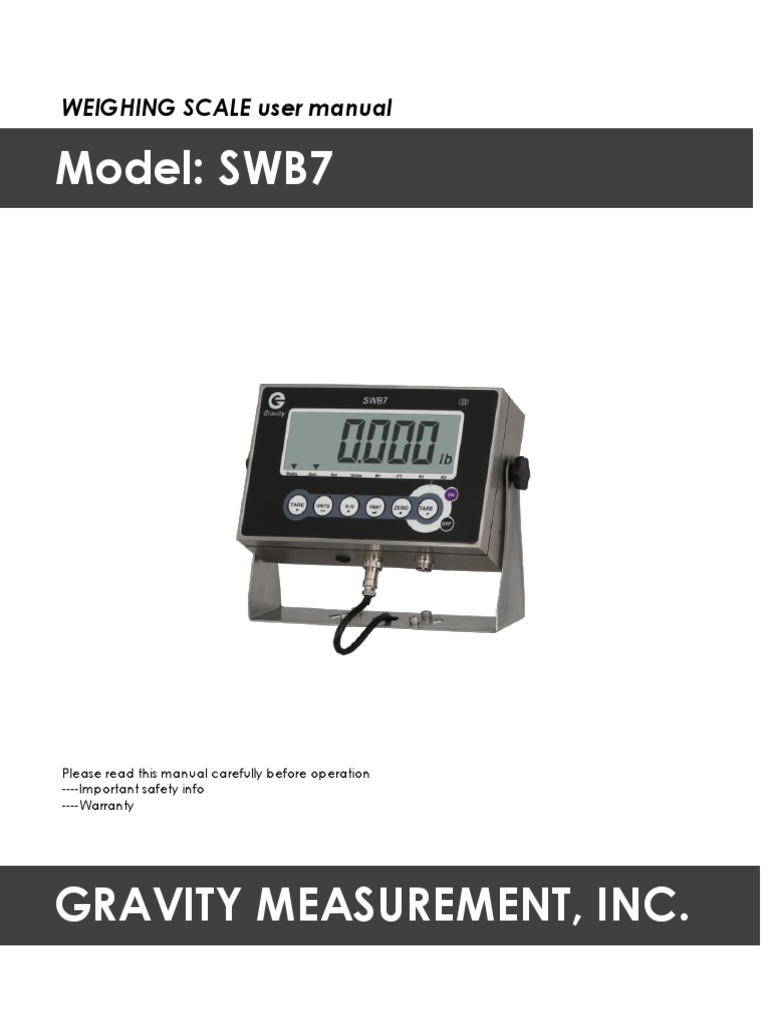 SWB7 Weighing Scale User Manual | PDF | Calibration | Weight