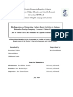 The Importance of Integrating Culture Based Activities To Enhance Education Foreign Language Learners' Cultural Awareness PDF