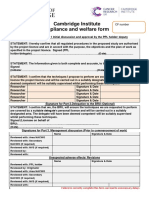 Cambridge Institute Compliance and Welfare Form: CF Number