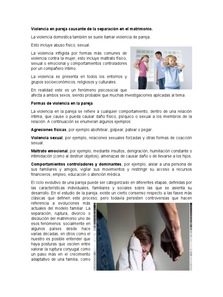 Violencia en Pareja Causante de La Separación en El Matrimonio | PDF ...