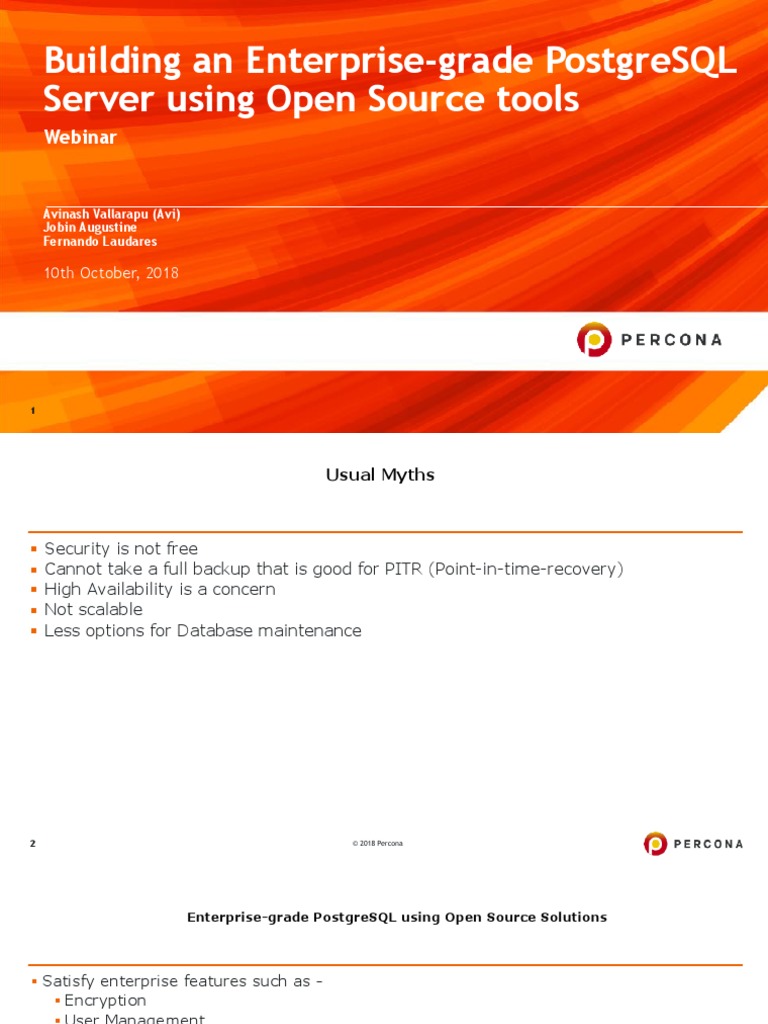 Webinar - Enterprise Grade PostgreSQL | PDF | Postgre Sql | Replication ...