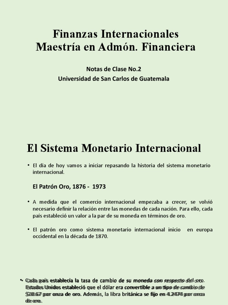 Notas de Clase No. 2, Finanzas Internacionales | PDF | Tipo de cambio ...