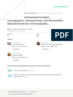 Infidelity in Heterosexual Couples: Demographic, Interpersonal, and Personality-Related Predictors of Extradyadic..