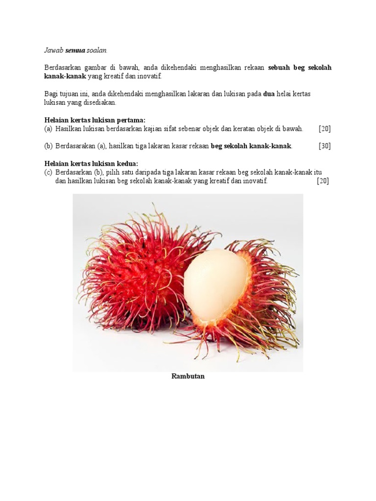 Soalan Beg Sekolah Kanak-Kanak & Rambutan | PDF