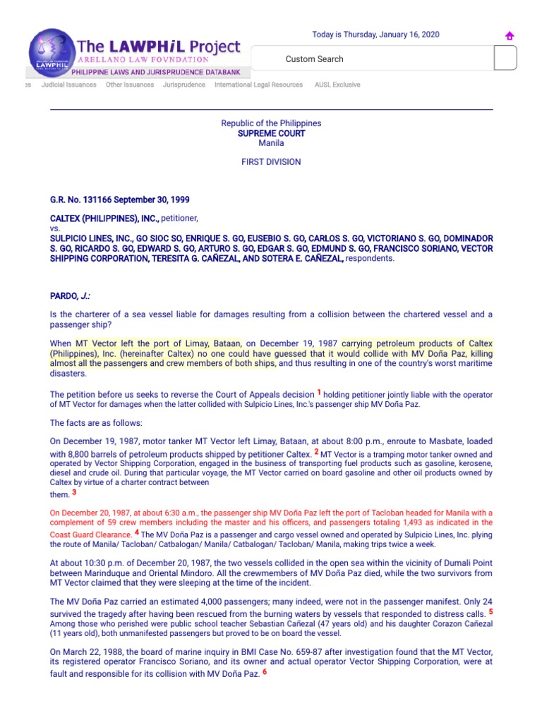 Caltex Philippines v. Sulpicio Lines | PDF | Shipping | Water Transport
