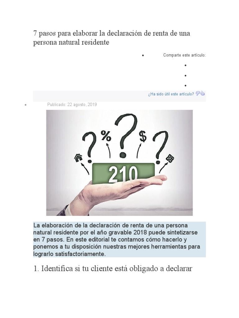 7 Pasos para Elaborar La Declaración de Renta de Una Persona Natural ...