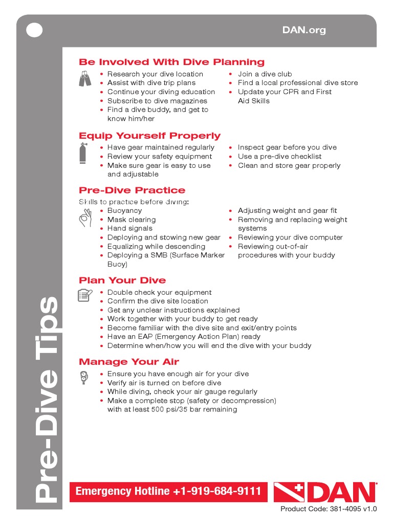 Pre-Dive Safety and Planning Guide | PDF | Scuba Diving | Underwater Diving