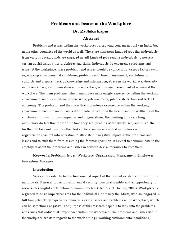 Workplace Issues and Solutions Guide | PDF | Sexual Harassment ...