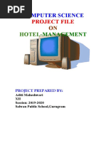 CBSE CLASS XII COMPUTER SCIENCE PROJECT FILE ON Hotel Management 2020