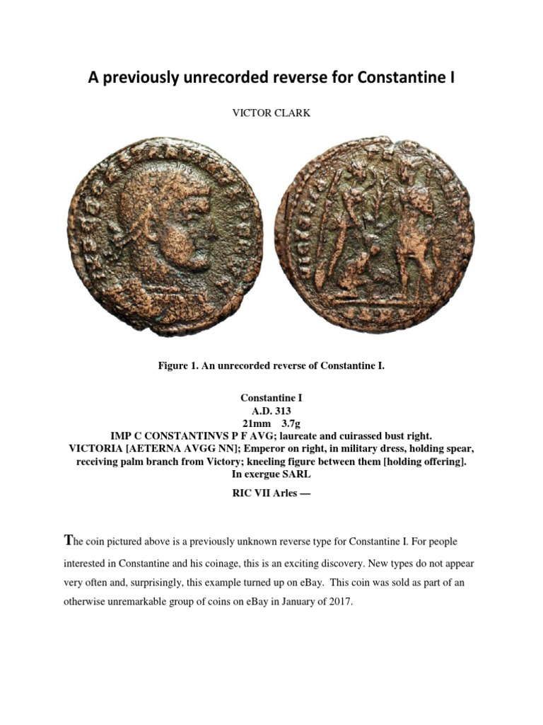 Unrecorded Reverse of Constantine I Coin | PDF | Constantine The Great ...