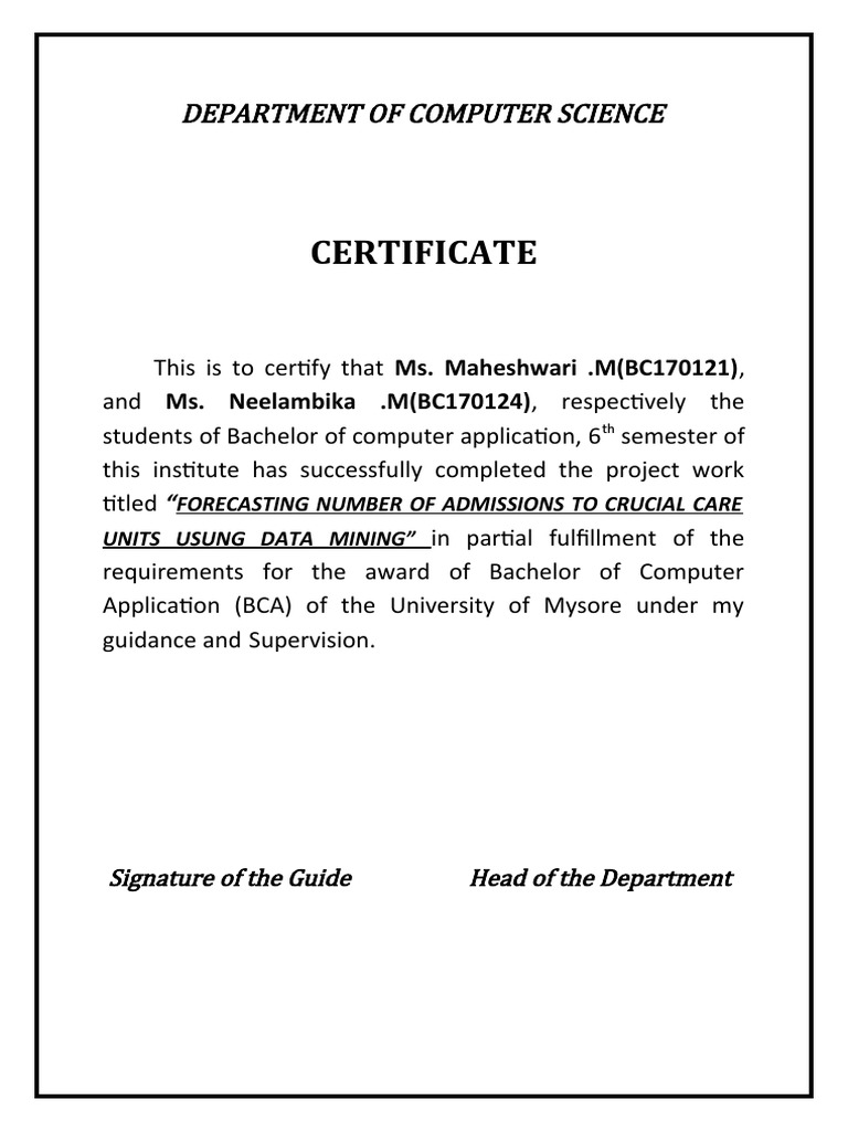 Certificate: Department of Computer Science | PDF