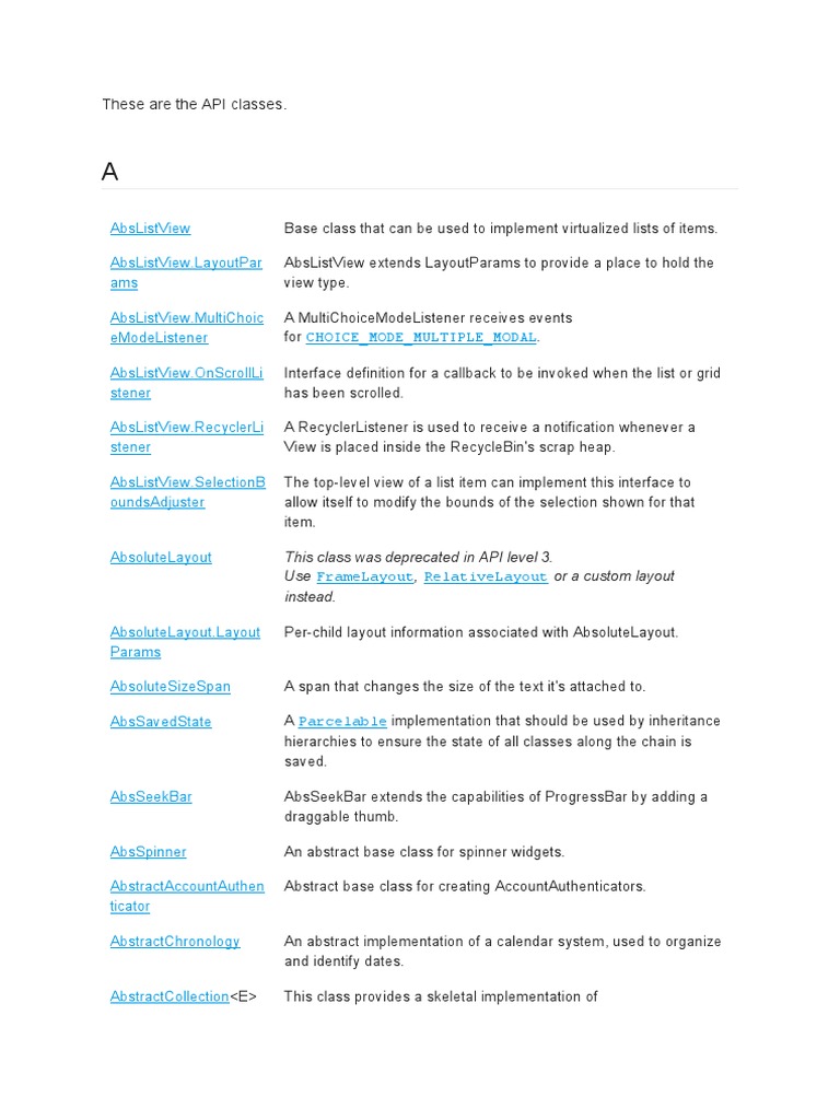 Api Classes Pdf Application Programming Interface Class Computer Programming