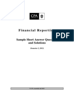 Financial Reporting: Sample Short Answer Questions and Solutions