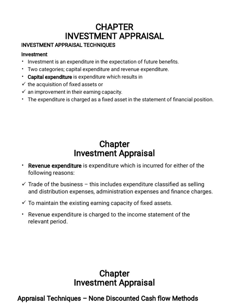 Investment Appraisal Techniques Explained | PDF | Capital Budgeting ...