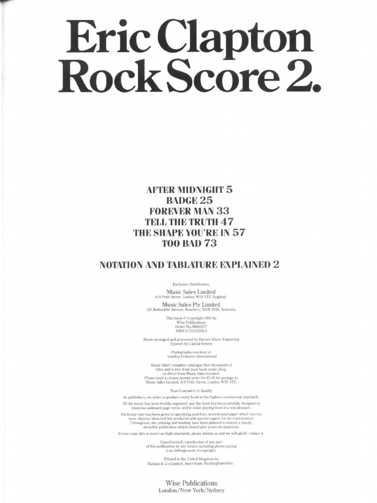 Eric Clapton - Rock Score 2 PDF | PDF