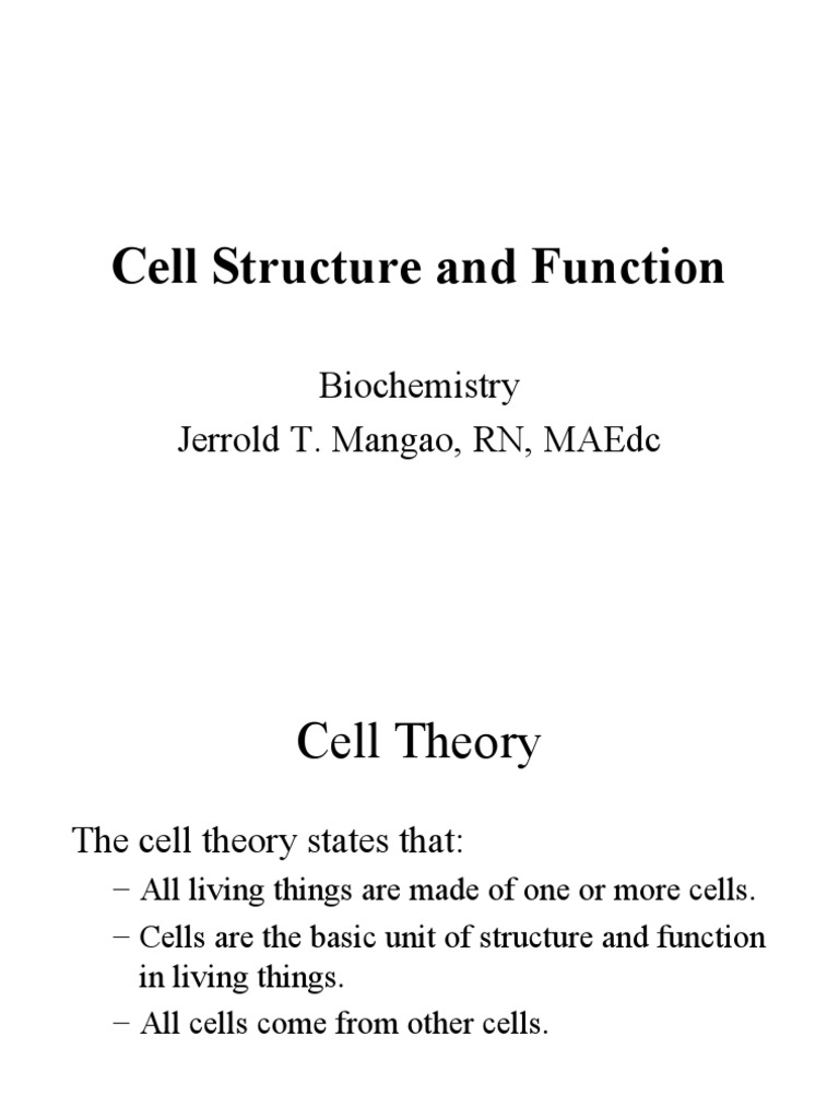 Cell Structure and Function Overview | PDF | Cell (Biology) | Cell Membrane