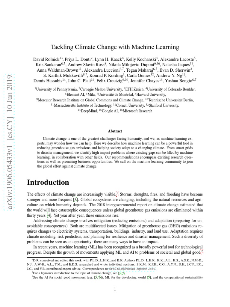 Machine Learning for Climate Solutions | PDF | Low Carbon Economy ...
