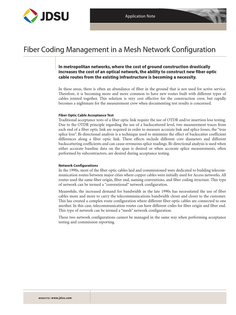 Fiber Coding Management in A Mesh Network Configuration: Application ...
