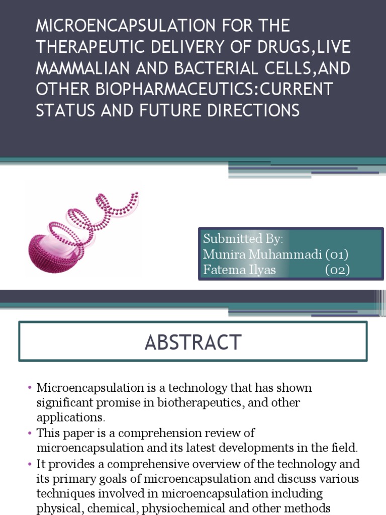 Microencapsulation in Drug Delivery Systems | PDF | Chemistry | Medical ...