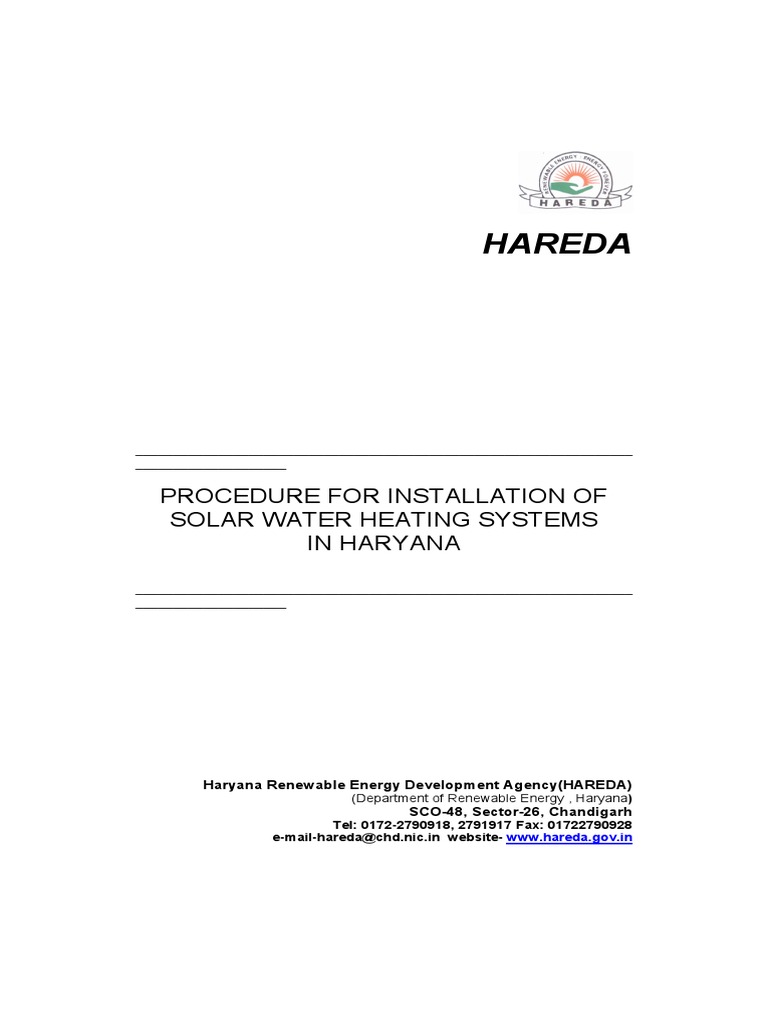 HAREDA Solar Water Heating Systems Guide | PDF | Solar Energy | Water ...
