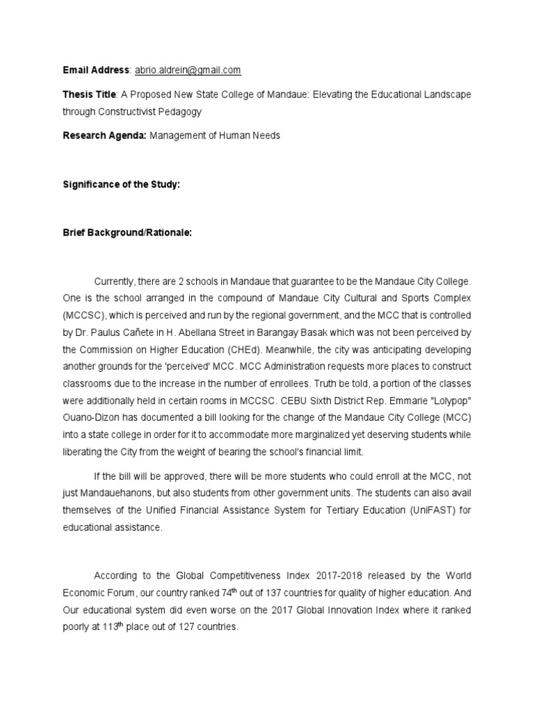 Mandaue City College Proposal | PDF | Learning | Behavior Modification