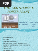 The Geothermal Power Plant: Submitted By:-TARALI KHAN Regd No: - 1001219502