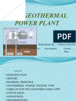 The Geothermal Power Plant: Submitted By:-TARALI KHAN Regd No: - 1001219502