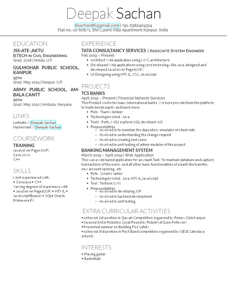 Education experience jss ate aktu tata consultancy services