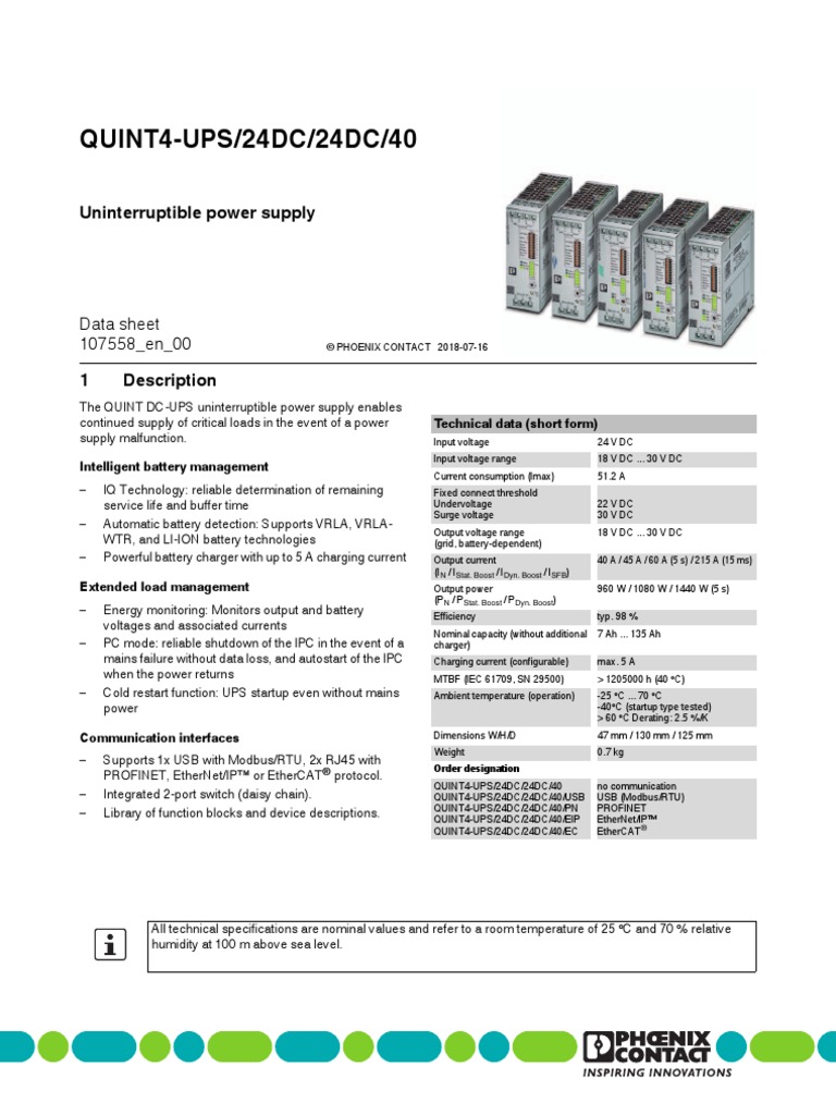 DB en Quint4 Ups 24dc 24dc 40 Usb PN Eip Ec 107558 en 00a PDF PDF