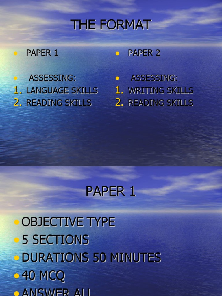 Language Skills Assessment Papers | PDF