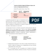 Propuesta de Intervención de Gestión Integral del Riesgo en épocas de lluvias en el departamento del Cusco