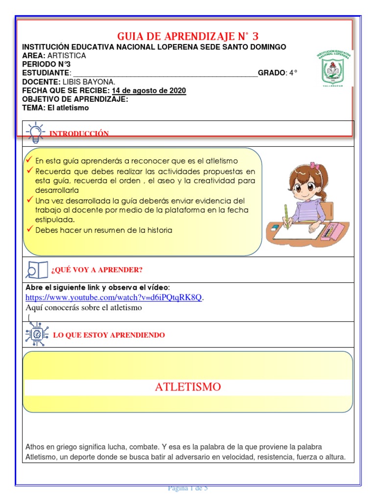 Guía de Aprendizaje sobre Atletismo | PDF | Deporte del atletismo ...
