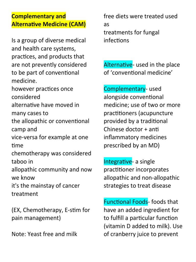 Complementary and Alternative Medicine (CAM) | PDF | Alternative ...