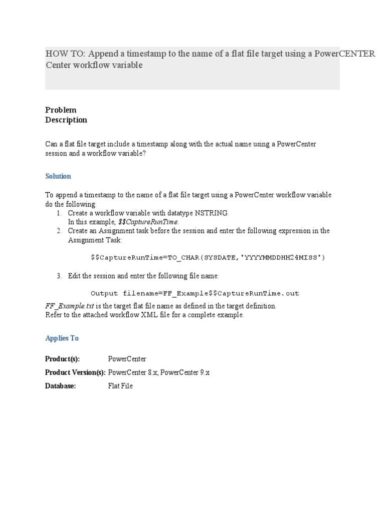 How To: Append A Timestamp To The Name of A Flat File Target Using A ...