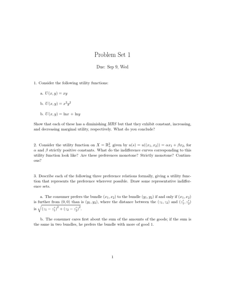 Problem Set 1: Due: Sep 9, Wed | PDF