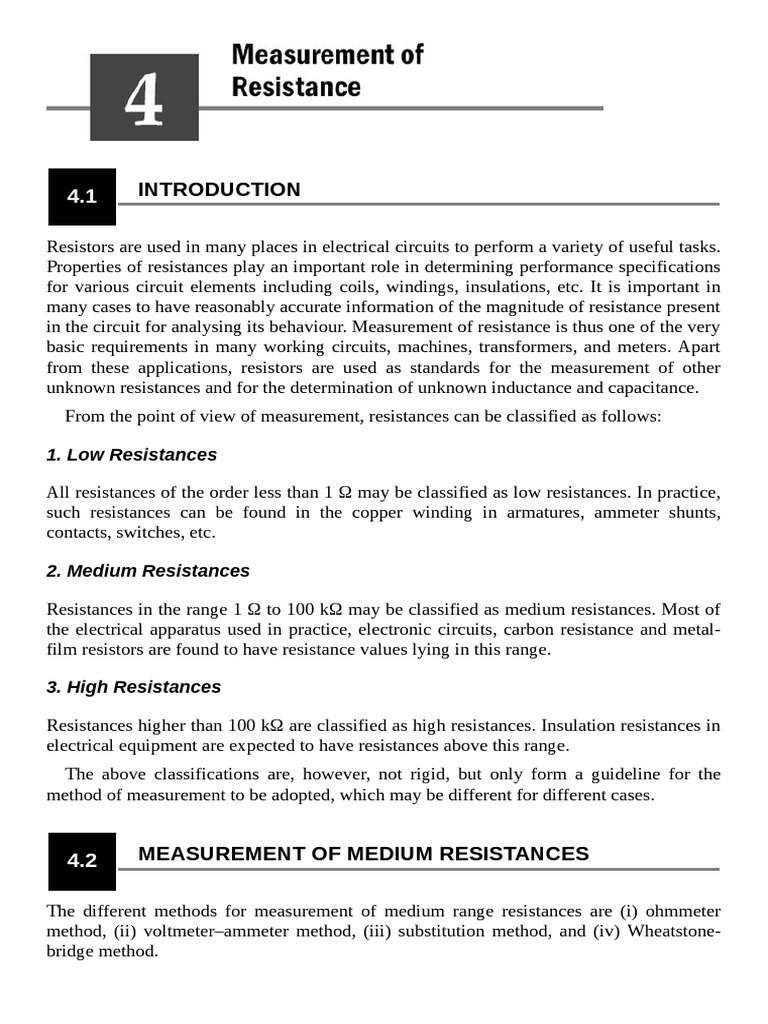Electrical and Electronics Measurment PDF | PDF | Electrical Resistance ...