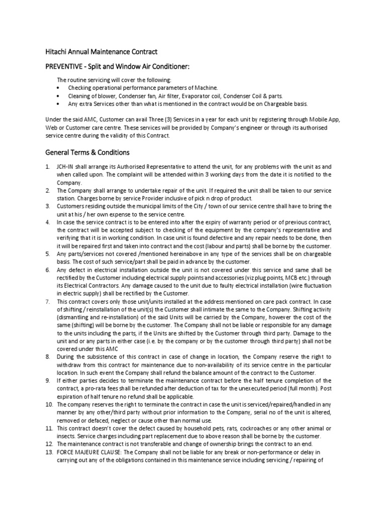 Preventive Amc - Air Conditioner | PDF | Air Conditioning | Government