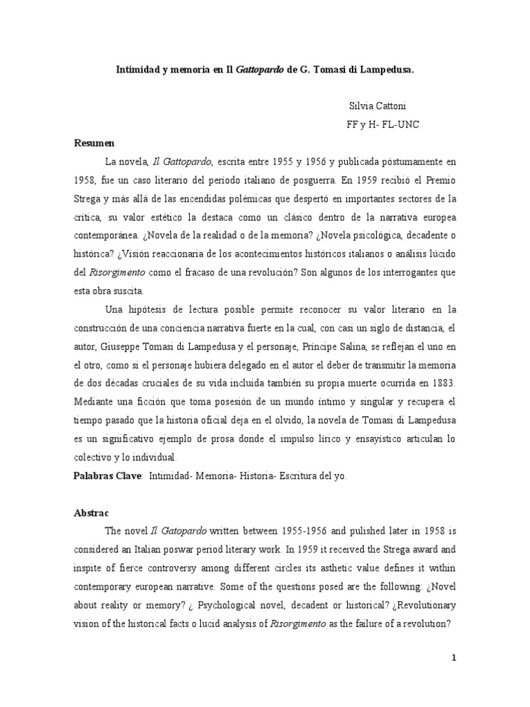 Il Gattopardo | PDF | Novelas | Poesía