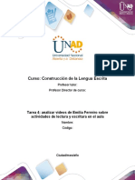 Formato Tarea 4 - Analizar Videos de Emilia Ferreiro Sobre Actividades de Lectura y Escritura en El Aula