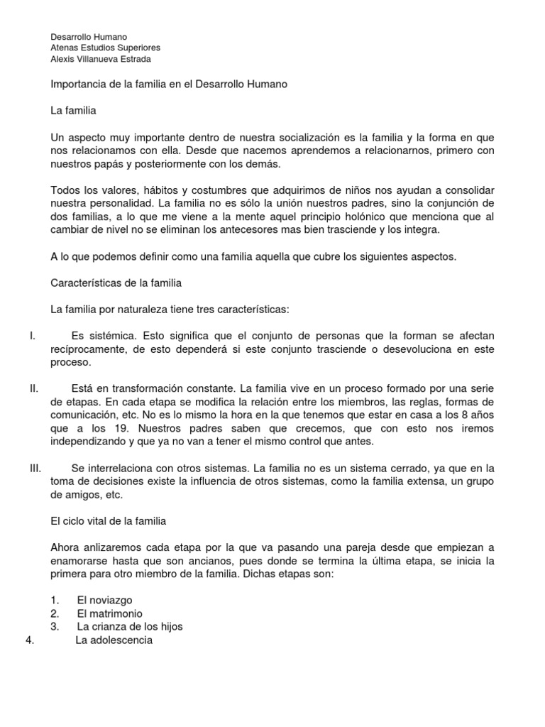 Importancia de la Familia en el Desarrollo Humano | PDF | Familia | Vejez