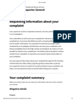 Requesting Information About Your Complaint: O Ice of Inspector General