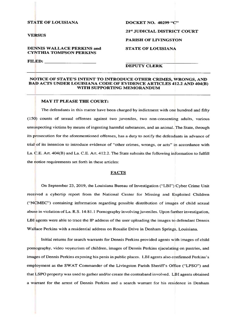 Perkins Case: Criminal Activity Overview | PDF | Theft | Human Sexual ...