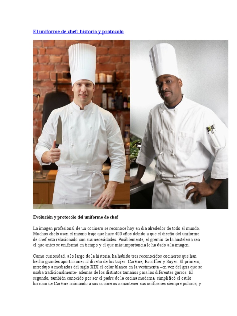 Uniforme de Chef | PDF Artes | Ropa