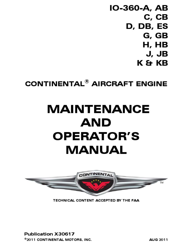 Maintenance AND Operator'S Manual: Continental Aircraft Engine | PDF ...