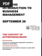 ADM 1100 Introduction To Business Management September 26